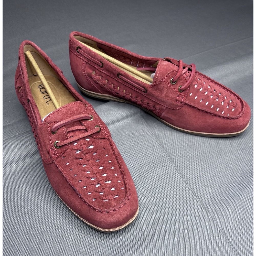 Earth Wishing Women's Boat Shoes – Light Red Suede, 11M Comfort Loafers